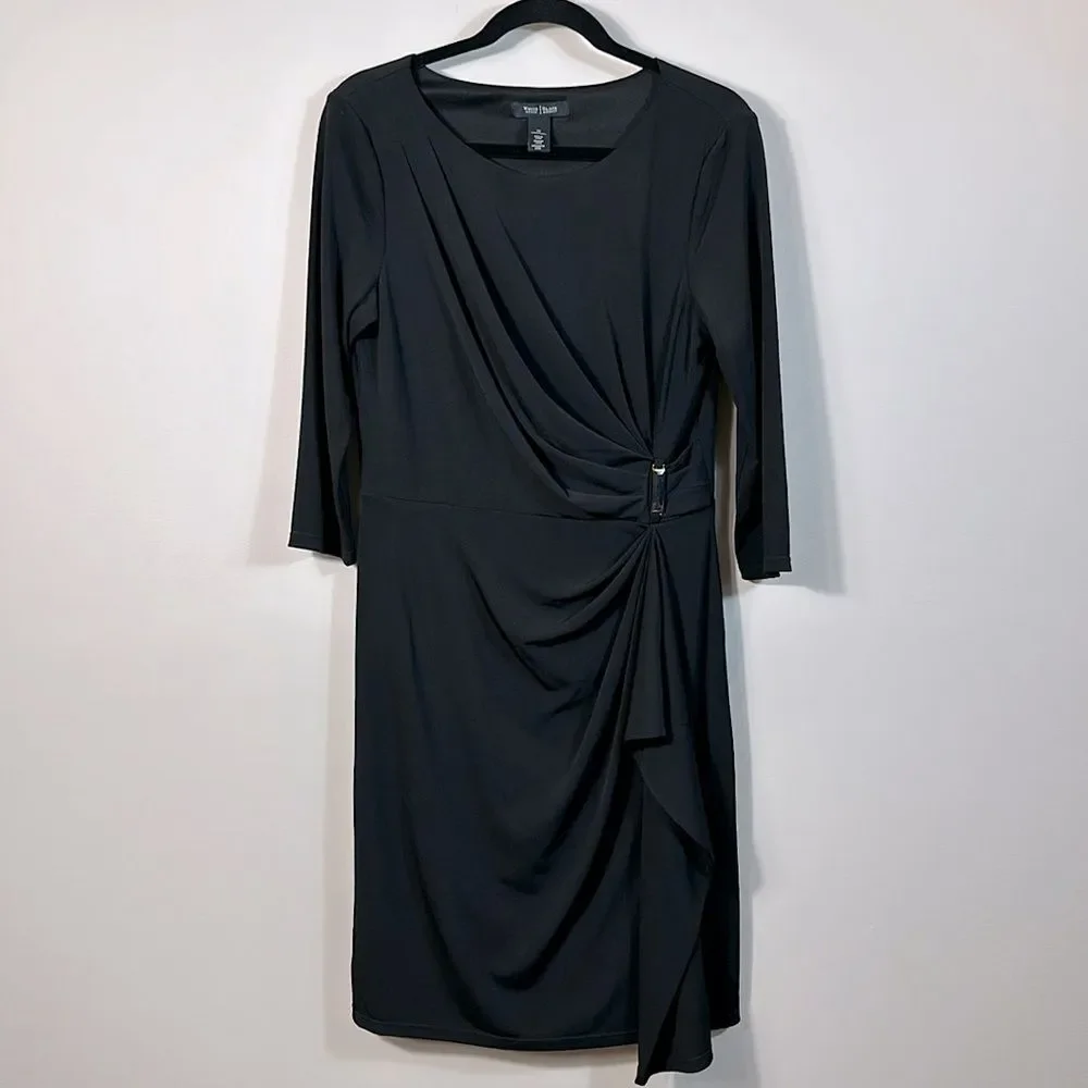 White House Black Market Black Dress Pullover 3/4 Sleeve Stretch Women Size 10